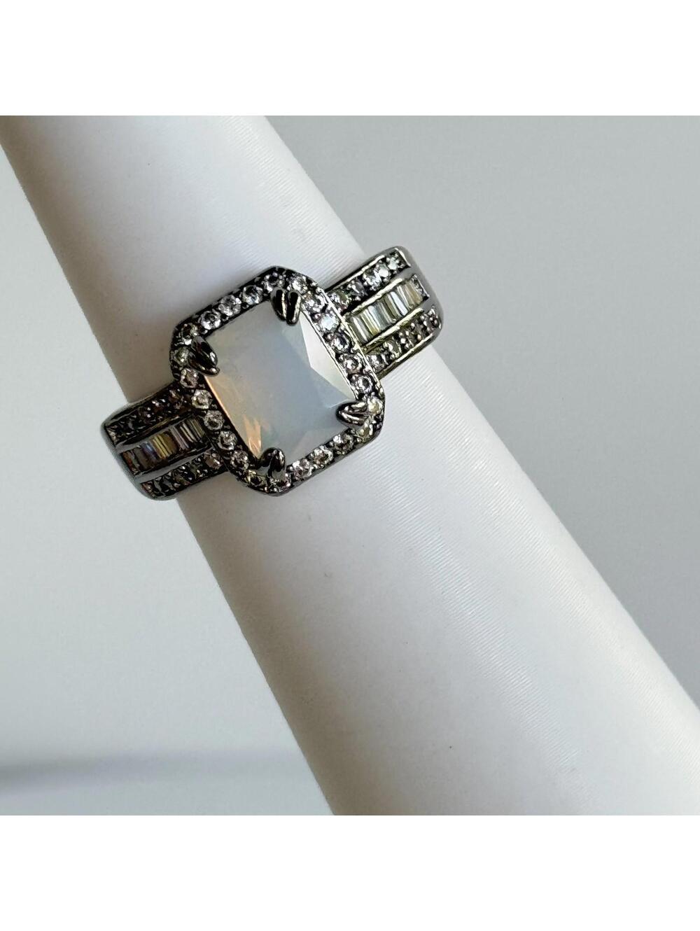 Bomb Party Ring Sz 8 RBP6689 "It’s Destiny" White Opal on Hematite